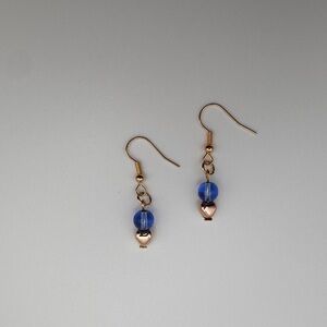 Chic Blue and Gold hearts Beaded Earrings